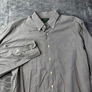 Lauren Ralph Lauren Button Down Shirt Mens 16.5 34/35 Black White Gingham Check